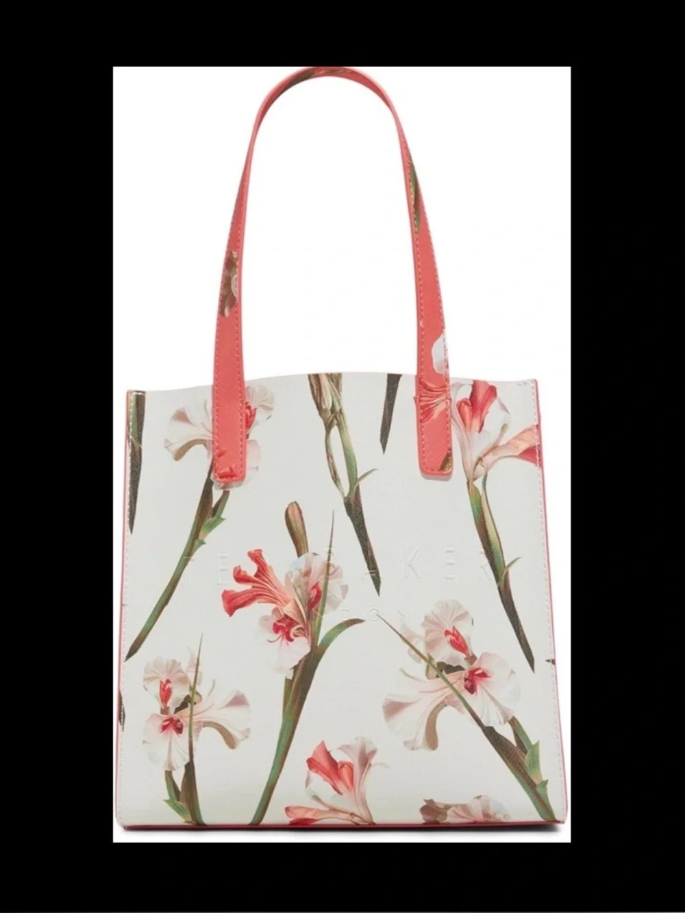 Ted Baker The Icon White Coral Iris Floral Print Large Tote Bag NWT